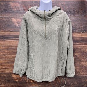 American Eagle Anorak Hooded Jacket‎ Women Med Drawstring Pullover Olive Green